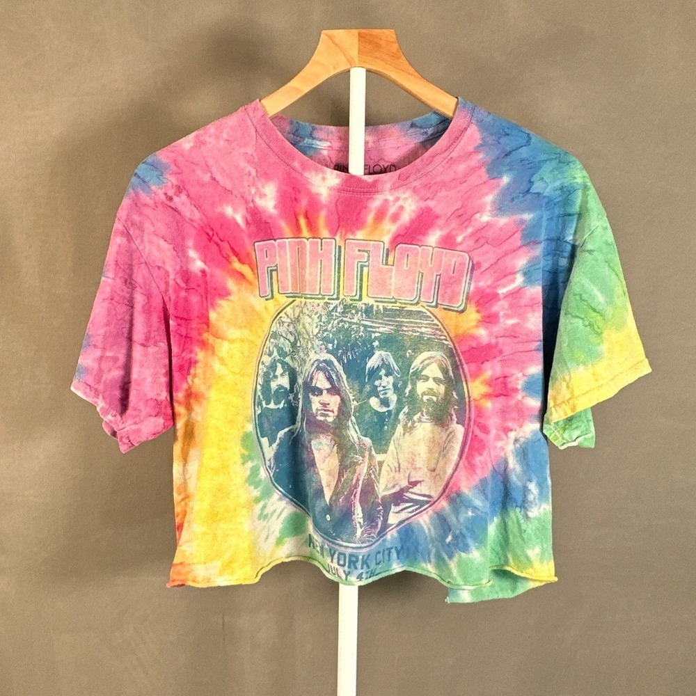 Pink Floyd Tie Dye Cropped Graphic T-Shirt New York City July 4th Band Tee